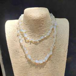 Moonstone Opalite Rainbow Color Vintage Gemstone Chips Beads Long 34