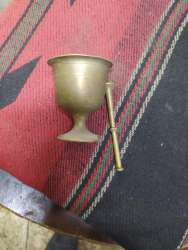 Antique Copper Mortar Grinding Arabic Coffee, Ottoman Period, 1911, Nablus