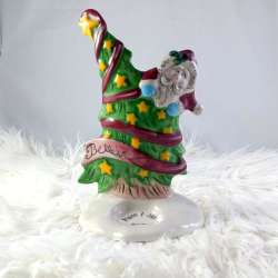 Blue Sky 2015 “Believe” Santa Christmas Tree Tea Light candle Holder NWT