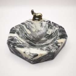 Ashtray Vintage 70's Handmade Bronze and Marble Item 693g