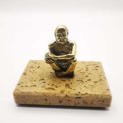 India 60s Vintage Handmade Bronze Marble Chic Artwork 