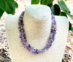 Jewelry White Purple Amethyst Gemstone Gravel Gemstone Chips Long 34 in Necklace