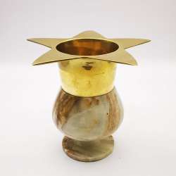 Vintage Handmade Candlestick in Bronze and Onyx 238g