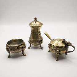 India 60s Vintage Nickel Silver Fine Table Set 208g