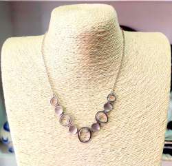 MAGNOLIA Sterling Silver 925 Vintage W 3 Crystal Small Beads Chain Necklace 11g
