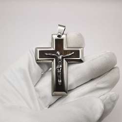 USSR 70s Vintage Cross, Handmade order 1 pc. Steel Wood Sterling silver 925, 30g