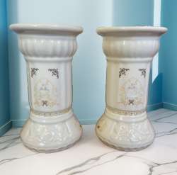 Porcelain candlestick, Antique Scandinavian Swedish pottery design