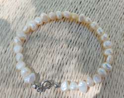 Pearl Natural White Rose Freshwater Sea Pearls Beads 925 Sterling Silver Clasp