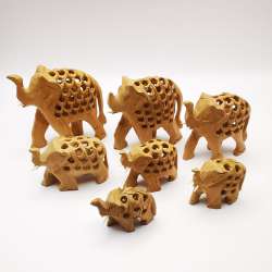 Vintage Very Beautiful Collection Figurine Pregnant Elephant Fine Handmade Wood