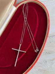 Vintage Sterling Silver 925 Women's Jewelry Necklace Pendant Cross Italy Marked
