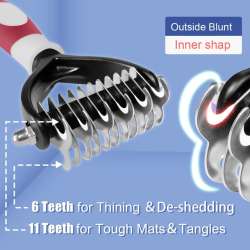 Professional Pet Deshedding Brush 2 Sided Dematting Dog Comb Cat Brush Rake Pupp