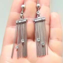 Vintage Sterling Silver Embellished With Quartz Stones Earrings 13g