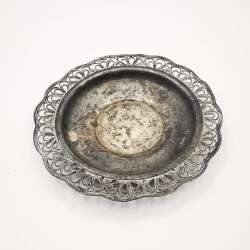 40s USSR Vintage Ashtray Pattern Handmade Seal Cupronickel Silver Plating  40g