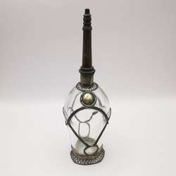 19th century Rare Vintage Fine Perfume Vessel,Patterned ,Handmade,Bronze Glass