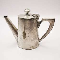 19th century Vintage Fine Vessel-Teapot,Handmade,Bronze Silverplating,Print 188g