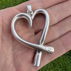 Designer Huge Sterling Silver 925 Womens Jewelry Pendant Heart Italy Marked 20gr