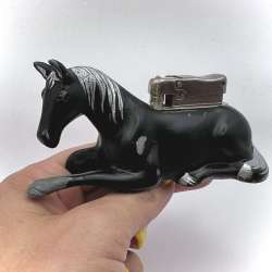 1960's Vintage USSR Desk Gasoline Lighter Figure Horse Good Working