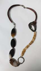 Natural agate necklace pendant unisex and Crystal Quartz Ston Irregular Handmade