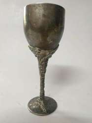 Silver Vintage Cup Plated Goblet Toasting Wine Grapes Kiddush Judaica Jewish
