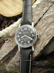 raketa Shturmanskie mechanical Aviator  watchUSSR Soviet Black Leather Steelcase