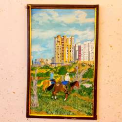 Vintage French Art Oil Painting on Wood Between The Past and the Present 72*45cm