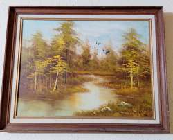 Oil Canvas Painting Landscape Original Signed Framed Vintage X Art Beautiful
