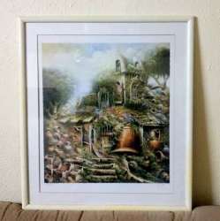 Vintage Print painting Israel Judaica 1998 Artist Signed Art Draw Rare 33*28