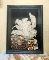 vintage Handmade Painting Art Dress Buttons Canvas Prepared Decor frame black