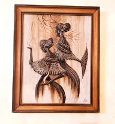 Oil Canvas Painting Signed wood Frame Vintage X Art Beautiful