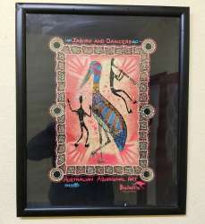 Australian Aboriginal Art Wall Hanging Jabiru And Dancers Print On Canvas Nice