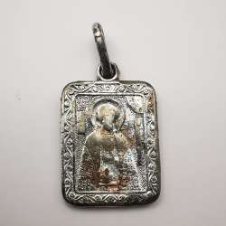 Very Old Vintage Jewelry Pendant Alexander Nevsky, Silver Plated  4,4g
