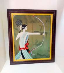 Vintage Canvas Art Japanese Print Wall Decor Home Warrior Girl Frame Wood Cute