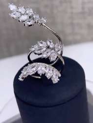 Elegant Silver Ring Rhodium Plated Zircon Stone Jewelry Women Party Ladies Gift