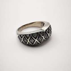 Vintage Chic 925 Sterling Silver Jewelry Women's Ring Cubic Zirconia 5,97 g