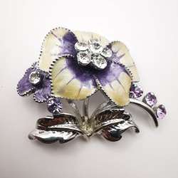 Very Pretty Ladies Brooch,Premium Factory Made,Enamel,Glass,Mix Metal 14,7 g