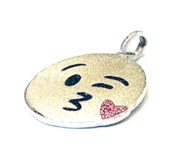 UNIQUE SILVER KISSED  FACE EMOJI PENDANT