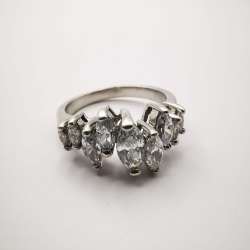 Vintage Beautiful Women's 925 Sterling Silver Jewelry Ring Cubic Zirconia 4,78 g