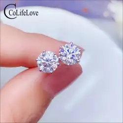 CoLife Women Jewelry 925 Silver Moissanite Earrings 6.5mm VVS1 Grade Ladies Gift