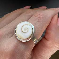 Shiva Eye Shell Vintage Sterling Silver 925 Ring Women's Jewelry Size 7