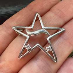 Vintage Fashion Jewelry Sterling Silver 925 Women's Pendant Star Marked 3.6 gr