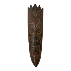TIKI Mask Wooden Wall Plaque 50cm Hand Carved & Painted SURFER Wall Hanging Wood
