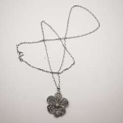 Vintage Flower Pendant Filigree Custom Fine Work 925 Sterling Silver 6,4 g