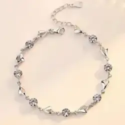 Bracelet 925 Sterling Silver Zircon Heart Shaped Crystals Women Jewelry Gift