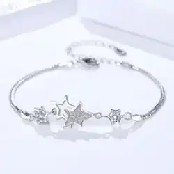 Bracelet Sterling Silver 925 Charms Women's Jewelry Crystal Star Occasions Gifts