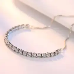 Bracelet Sterling Silver 925 Women's Zircon Jewelry Crystal Partys Noble Gifts
