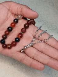 REAL Aqeeq Agate Stone Islamic Prayer 33 beads, Tasbih, Misbaha, Tasbeeh, BIG