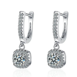 Vintage Earring Fine Diamond Sterling Silver 925 Women's Dangle Lab Created 8 gr