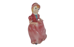Vintage Girl Figurine Small Of Porcelain With Cracks Handmade Decor Pink Dress