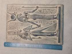 UNIQUE ANTIQUE ANCIENT EGYPTIAN Stela Stone Goddess Hathor with Goddess Isis