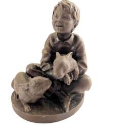 Figurine Vintage Heredities Ltd Kirkby Sph. Westmorland Child With Rabbits 850 G